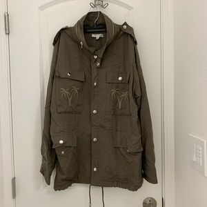 Utility jacket with palm trees details